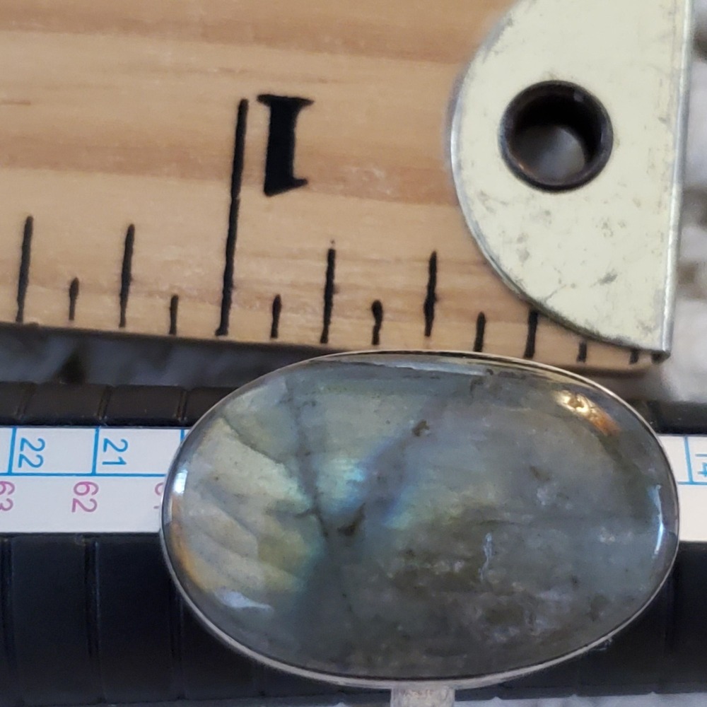 Sterling Silver Labradorite Ring Size 8.5 Oval Cabochon 925 Gemstone Boho - Picture 8 of 9